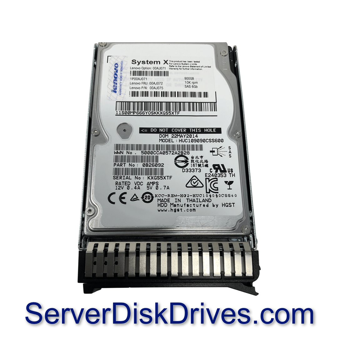00AJ072 00AJ075 LENOVO 900GB 10K 6G 2.5in SAS Hard Drive Refurbished